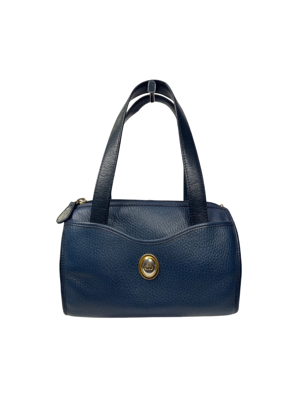 DIOR $350 
top handle mini navy blue leather bag . AUTHENTIC !